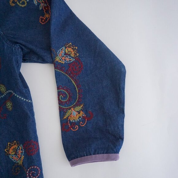 Vintage Denim & Co Blue Paisley Embroidered Button Jacket Boho Cottagecore L - Picture 4 of 9